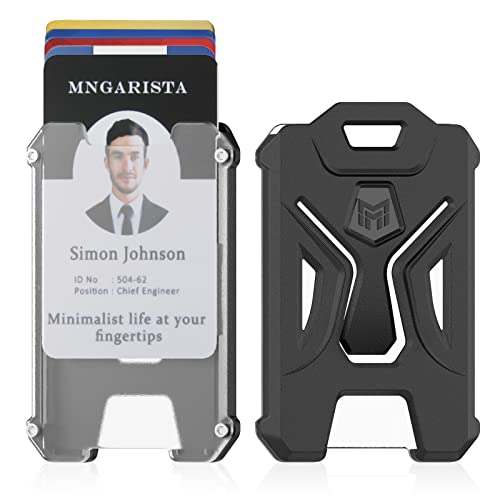 MNGARISTA 2 Pack Heavy Duty Badge Holder, Vertical ID Card Holder for Credit Cards, Clear ID Window, All PC Polycarbonate Plastic Housing, 5 Cards Cap