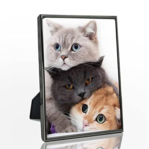 DECANIT 4x6 Picture Frame Metal, Thin Edge Photo Frames For Tabletop Display and Wall Mounting,Black Black 4x6