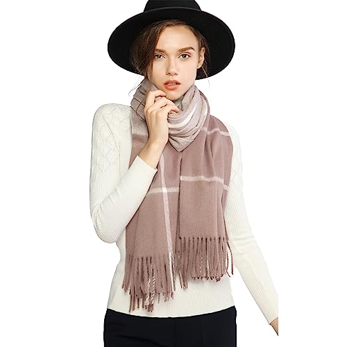 RIIQIICHY Winter Scarfs for Women Pashmina Shawls and Wraps for Evening Dresses Warm Blanket Scarf Plaid Oversized Scarves Cameo