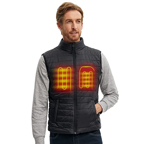 CONQUECO Men's Heated Vest Lightweight Outerwear and Waterproof Heating Gilet Coat for Outdoors XX-Large Black