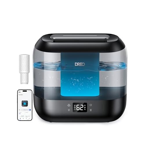 Dreo Humidifiers for Bedroom, Top Fill 4L Smart Cool Mist Humidifier with Oil Diffuser, Cartridge, Nightlight, 36H Runtime, Quiet Ultrasonic Humidifie