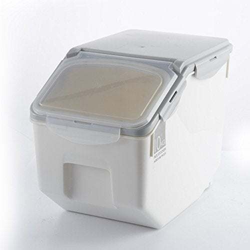 Airtight & Large-Capacity Rice Storage Container, Stackable & Easy-Access Bin for Rice, Grain, Pet Food, Flour, 1 Count (Gray (10KG))