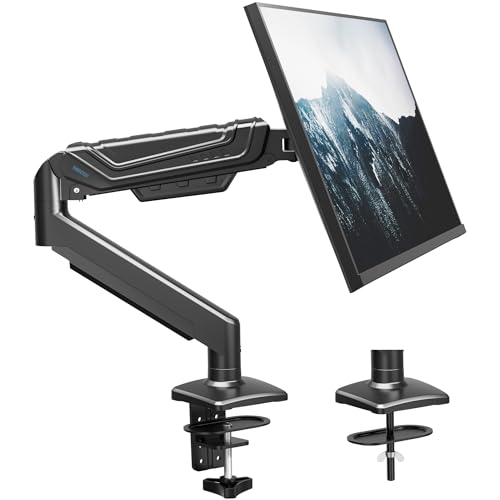BONTEC Monitor Arm for 15–34 Inch Screens, Ergonomic Gas Spring Single Monitor Mount, Full Motion Desk Stand with Tilt Swivel Rotation, VESA 75x75mm