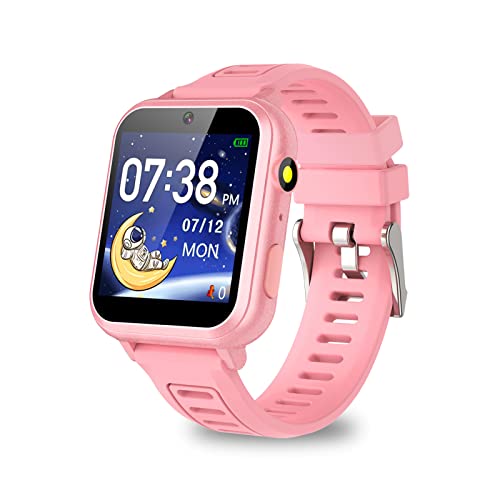 Retysaz Kids Smart Watch,24 Game Smart Watch for Kids, Fashion Smartwatches for Children 3-14 Great Gifts to Girls Boys (Pink)