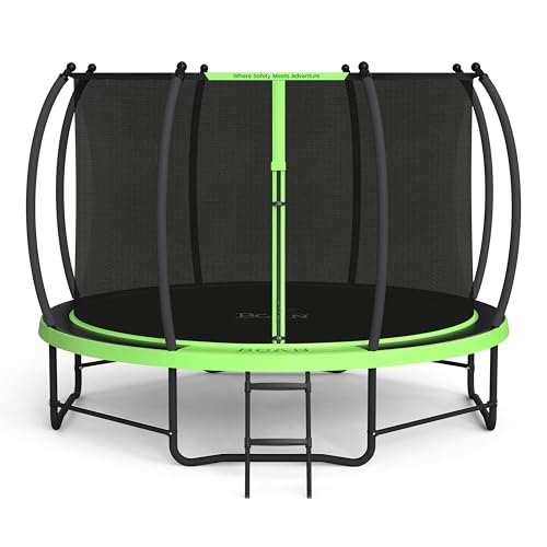 BCAN 8FT 10FT 12FT 14FT 15FT 16FT Recreational Trampoline with Enclosure for Kids Adults, ASTM Approved, Outdoor Trampolines with Ladder for Kids 10FT
