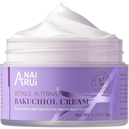 ANAI RUI Bakuchiol Face Cream for Women - Natural Retinol Alternative Anti Aging Moisturizer with Squalane & Collagen, Hydrating Wrinkle Cream for Day