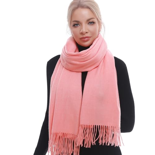 SWAT PANY Scarf for Woman Winter Warm Scarves Pashmina Shawls and Wraps Oversized Scarf Peach