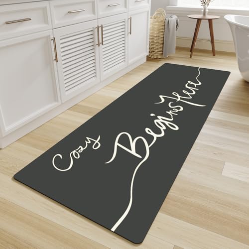 MontVoo-Bath Mat Rug Long Non Slip Super Absorbent Bathroom Runner Stain Resistant Quick Dry Thin Bathroom Mat Fit Under Door-24"x70",Black Black-cozy