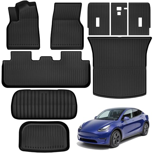 YITAMOTOR Tesla Model Y Juniper Floor Mats 2025 2026 Custom Fit All-Weather TPE Model Y Juniper Back Seat Protector, Cargo Liner, Trunk & Interior Mod