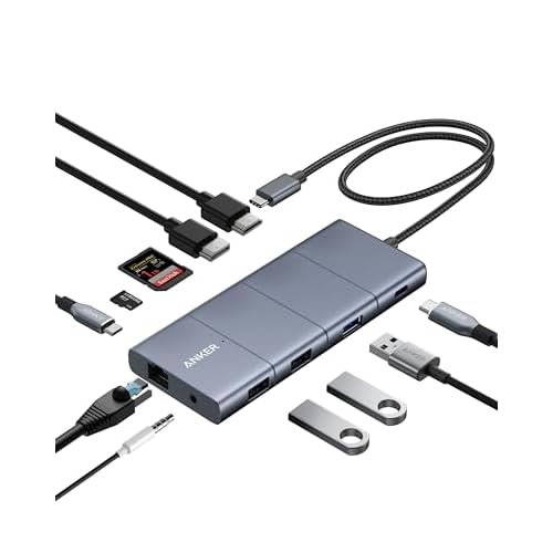 Anker 565 11-in-1 USB-C Hub, Docking-Station mit 10 Gbps USB-C & USB-A Datenports, 4K HDMI, DisplayPort, 85W PD, 2 USB 2.0 Daten, Ethernet, AUX, micro