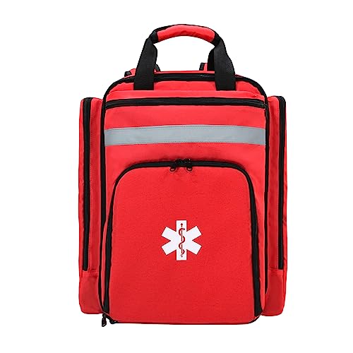 First Aid Backpack Empty,First Aid Medical Backpack,EMS EMT First Aid Bag Empty,Emergency Bag,Trauma Bag for Camping,Hiking,Outdoor Travel Red