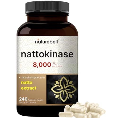 NatureBell Nattokinase Supplement 8,000 FU Per Serving, 240 Veggie Capsules | Traditional Natto Extract Source – Max Strength Enzyme & Heart Health