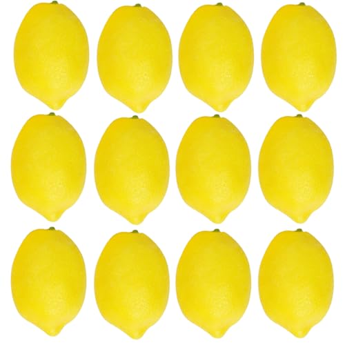 Notakia 12 Pcs Artificial Lemons Artificial Fruits Fake Lemons Lifelike Lemonade Simulation Party Kitchen Table Summer Decorations Vase Filler Photogr