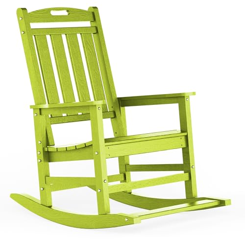 LOUNZY HDPE Outdoor Rocking Chairs, Lime Set of 1 Lime