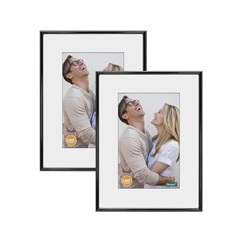 DECANIT 5x7 Picture Frame Metal,Thin Profile Photo Frame 5 by 7 Inch, Display for Wall Mounting or Tabletop Pack of 2,Black 5*7 2PACK Black