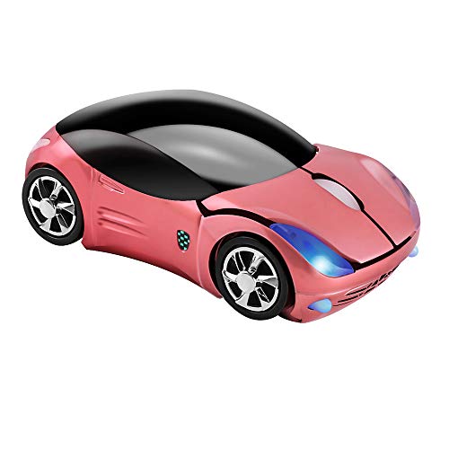 Usbkingdom Wireless Mouse, 2.4GHz Car Shaped Wireless Pink Mouse Cool 3D Ergonomic Optical Gaming Mice with USB Receiver for PC Laptop Computer Kids G