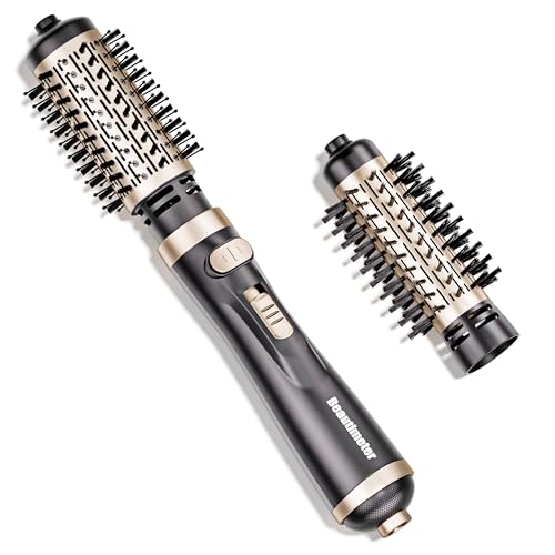 Beautimeter Hair Dryer Brush 3-in-1 Hair Styler, Rotating Blow Dryer Brush with 2-Inch and 1.5-Inch Brushes Gold
