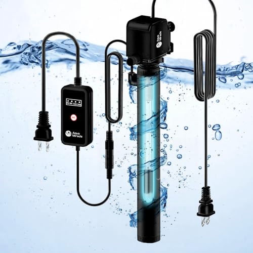 AquaMiracle 130GPH Fish Tank U-V Filter Pump for Green Water, Aquarium U-V Filter with Timer(4-8-12-24 Hours), Aquarium Powerhead Water Pump with 6W U