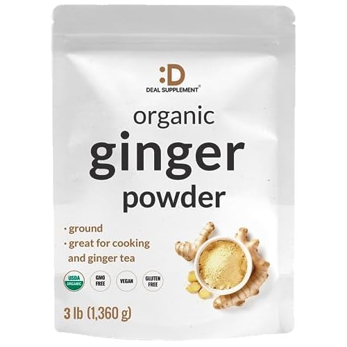 DEAL SUPPLEMENT Organic Fresh Ginger Powder, 3lbs – Finely Ground for Easy Mixing, Raw Ginger Spice Flavor, Indian Origin – Great for Chews, Tea,