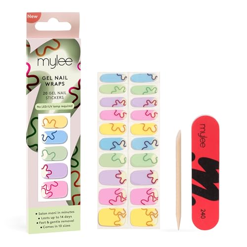 Mylee Gel Nail Wraps [Bloom Boom] – 10 Pre-Cured Gel Stickers for Instant Mani – No Lamp Needed, Chip-Resistant, Glossy Finish, Lasts Up to 14 Day