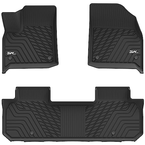 3W Floor Mats Custom Fit for Chevrolet Traverse 2018-2023, TPE All Weather Chevy Traverse Floor Liner 1st and 2nd Row Full Set Car Mats Accessories (O
