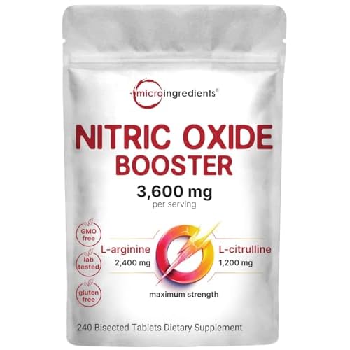 Nitric Oxide Supplements for Men & Women 3,600mg, 240 Bisected Tablets | 80 Servings | Max Strength Nitric Oxide Booster with L-Arginine & L-Citrullin