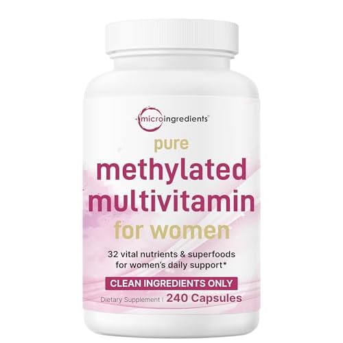 Micro Ingredients Pure Methylated Multivitamin for Women, 240 Capsules | 32-in-1 Formula with Vitamin B, C, D + Iron, Methylfolate & More | Supports W