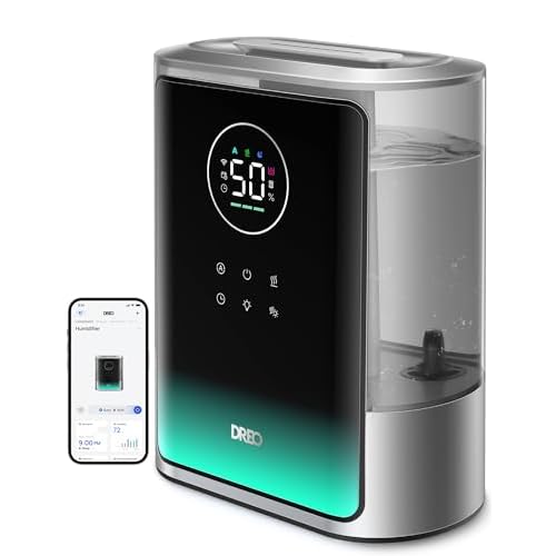 Dreo 8L Smart Humidifier Large Room 600ft², HM717S, 80H Runtime Supersized Warm and Cool Mist Humidifiers for Bedroom Baby, 28dB Quiet Air Humidifier