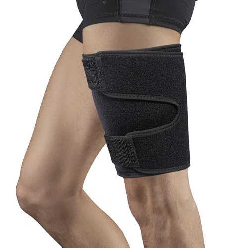 Thigh Brace, Hamstring Quadriceps Support and Thigh Wraps, Adjustable Compression Sleeve Support for Pulled Groin Muscle, Sprains, Tendonitis, Sciatic