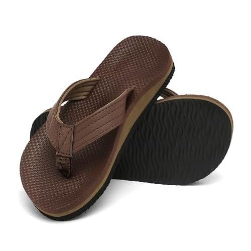 INMINPIN Kids Boys Girls Flip Flops Comfort Quick-Dry Beach Pool Aqua Thong Sandals(Little Kid-Big Kid) 12 Little Kid Brown