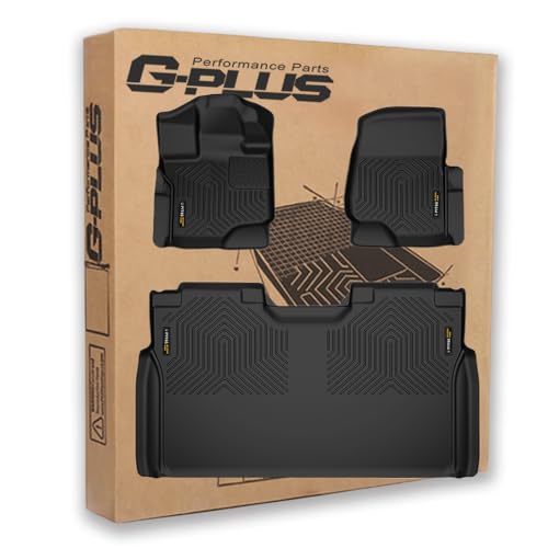 G-PLUS Floor Mats Fit for Ford F150 2015-2025 Super Crew (Includes 2022-2025 Lightning Models) w-o Fold Flat Storage, Custom Fit TPE All Weather Front