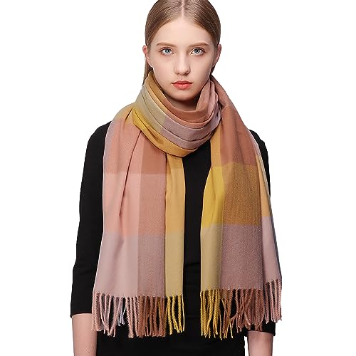 RIIQIICHY Plaid Scarfs for Women Fall Winter Scarves Pashmina Shawls and Wraps for Evening Dresses Plaid Scarf-9