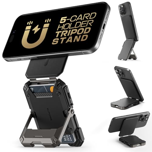 SUPCASE for MagSafe Wallet with Stand, Magnetic Wallet for Men, [Hold 5 Cards] [Adjustable Stand] [RFID Blocking] Phone Credit Card Holder Tripod for