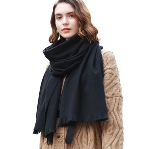 RIIQIICHY Scarfs for Women Pashmina Shawl Wraps for Evening Dresses Women Scarf for Wedding Large Winter Scarves Black