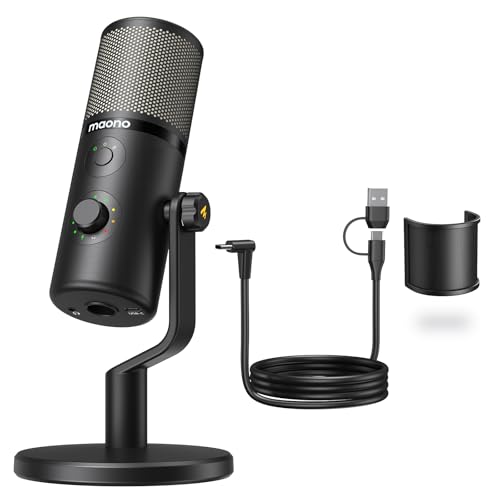 MAONO USB Microphone for Gaming Streaming, Podcast Condenser mic with 3 Polar Patterns Software for Twitch TikTok YouTube Discord, Profession Studio R