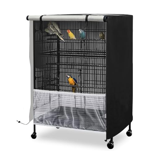 Large Bird Cage Cover, Adjustable Soft Airy Nylon Mesh Net, Bird Cage Seed Catcher, Universal Bird Cage Covers for Night
