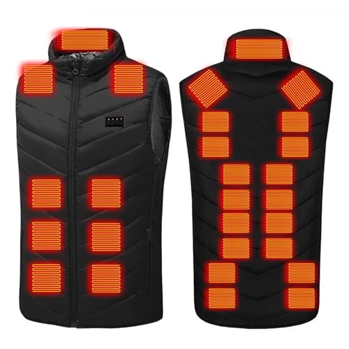 Heated Vest for Men Women, 4 Control 29 Heating Zones USB Electric Puffer Vest, Lightweight Winter Outerwear Jacket Black Medium