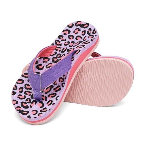 INMINPIN Kids Boys Girls Flip Flops Comfort Quick-Dry Beach Pool Aqua Thong Sandals(Little Kid-Big Kid) 11 Little Kid Leopard Purple