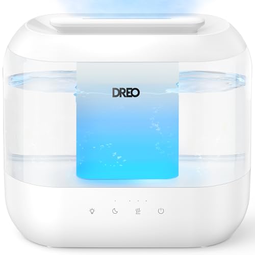Dreo Humidifiers for Bedroom, 4L Top Fill for Large Room, 36H Runtime, 28 dB Quiet Supersized Cool Mist Air Humidifier for Baby Nursery, Plants, Indoo