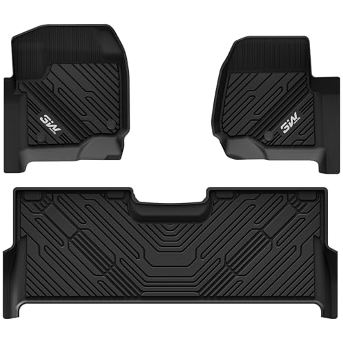 3W Floor Mats Fit for Ford F250 F350 F450 F550 2017-2025 2026 Super Duty Crew Cab Bucket Seat with Under Seat Storage, All Weather TPE Custom Fit F 25