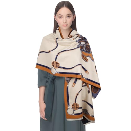 EXTREE Women's Scarf Pashmina Shawls and Wraps for Evening Dress Bridesmaid Wedding Bridal Winter Warm Long Large Scarves Beige Orange Hors