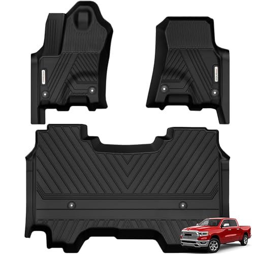 YITAMOTOR Floor Mats Fit for 2025 RAM 1500 Crew Cab w-o Rear Under-Seat Storage Bucket Seat, All Weather TPE Custom Fit Waterproof Floor Liners for RA