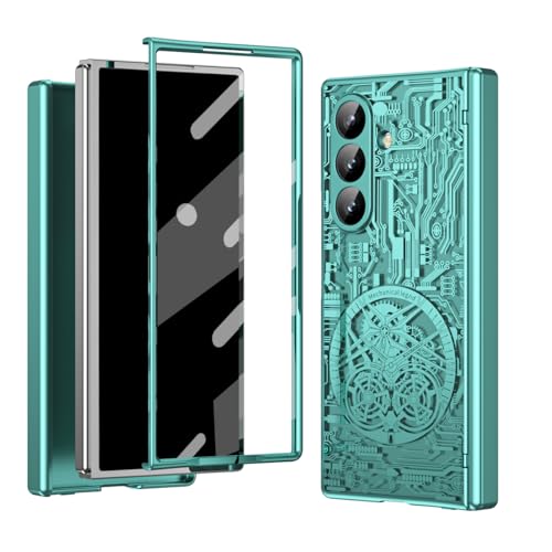 for Samsung Galaxy Z Fold 7 Case with Mechanical Legend Pattern, Front Screen Protector - Sleek Design, Holographic Texture, Plating Folding Completel