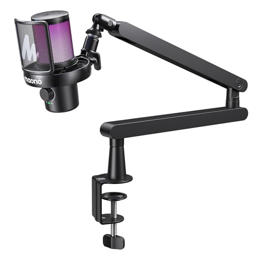 MAONO DM40 AI Wireless Gaming Mic + BA92 Boom Arm Stand