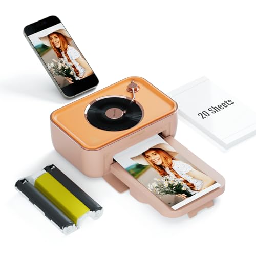 HPRT Photo Printer 4x6,+20 Sheets&1Ribbon Pink, Audio Function Wi-Fi Wireless Photo Printers, Portable Instant Picture Printer for iPhone, Android, Th