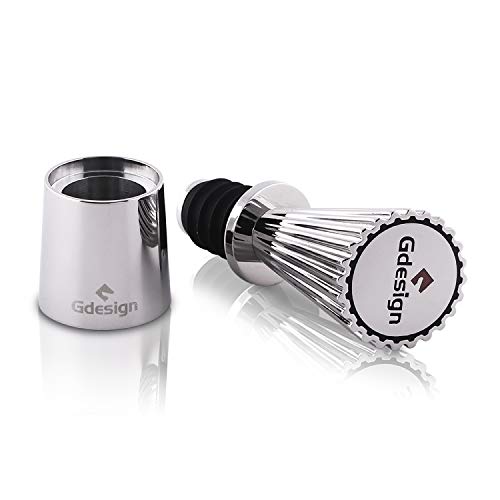 Gcurtain Gdesign Wine Bottle Stopper, Stainless Steel Wine Topper Stoppers, Reusable Wine Cork with Silicone, Wine Accessories Gift for Wine Lovers Wi
