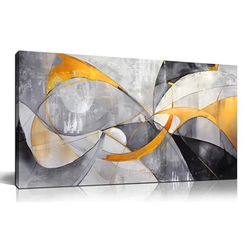 CGXART Modern Painting Wall Decor for Living Room - Minimalist Pictures for Bedroom Abstract Wall Art Ready to Hang Size 20" x 40" 40"L x 20"W Gold an