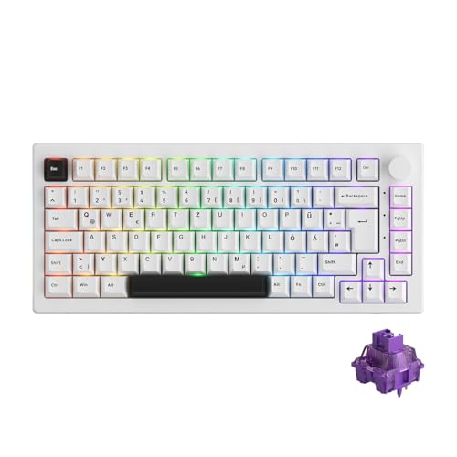 Akko 5075B Plus Gasket Mechanische Tastatur, 3-Modus, ISO-DE-UK-Nordisches Layout, 75% RGB-Gaming-Tastatur, Hot-Swap-fähig, PBT-Tastenkappen, VIA-pro