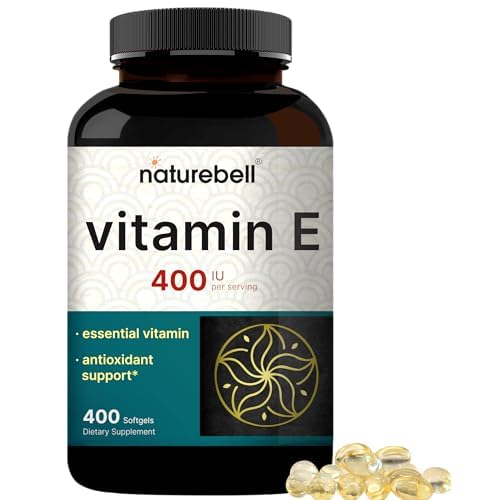 NatureBell Vitamin E Oil Softgels, 400iu Per Serving, 400 Pills | Essential Antioxidant Supplements, Easily Absorbed Form – Supports Skin, Heart, &