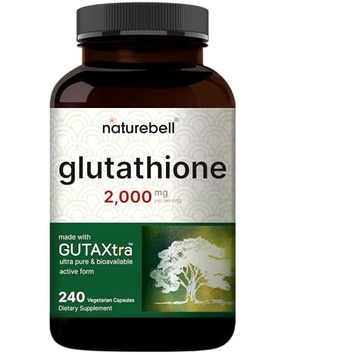 NatureBell Glutathione Supplement 2,000mg Per Serving, 240 Veggie Capsules | 98%+ Purity Verified, Bioavailable Reduced Glutathione Pills, Active Form